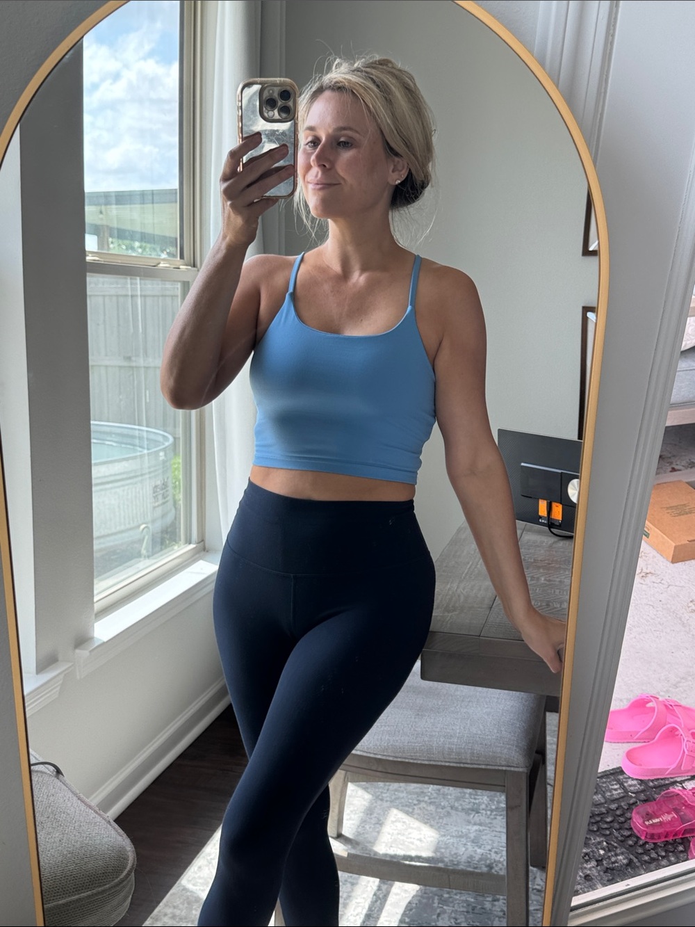 Light Blue Spaghetti Strap Crop Tank - Picture 4 of 11